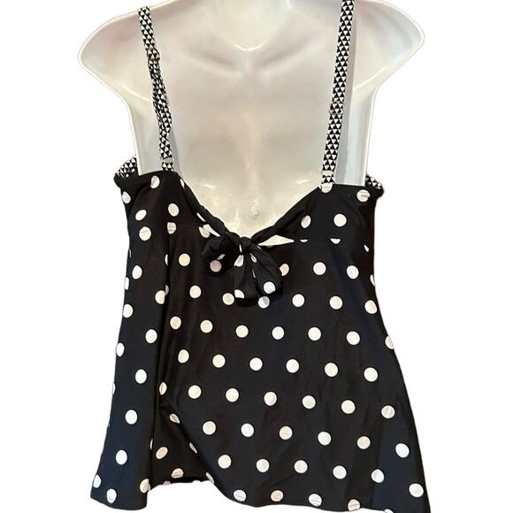 Coco Reef Black/White Polka Dot Women’s 36/38D Padded Tankini Swimsuit Top Only - Picture 2 of 8